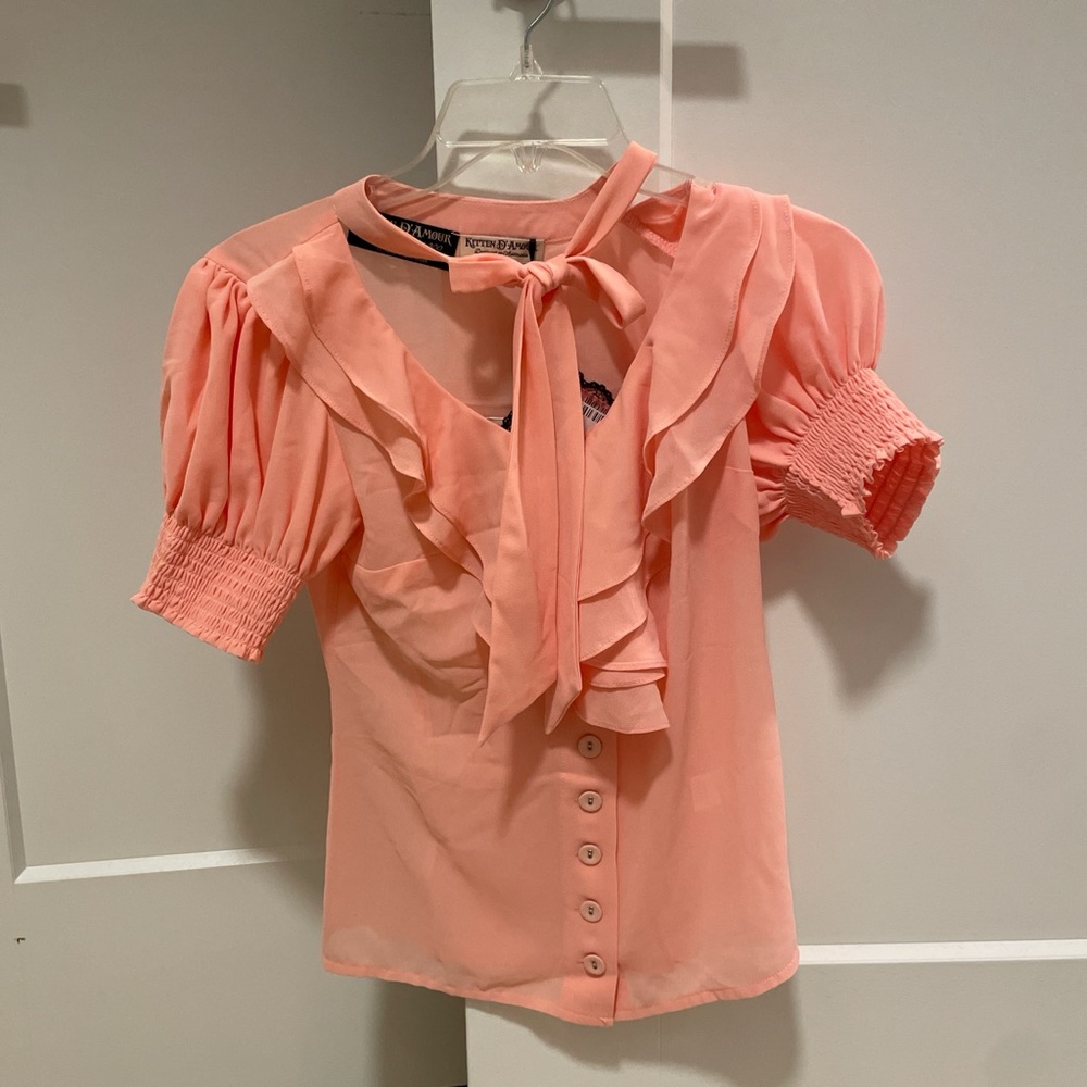 Kitten D’Amour Lovey Dovey Frill Scarf Blouse size 4
